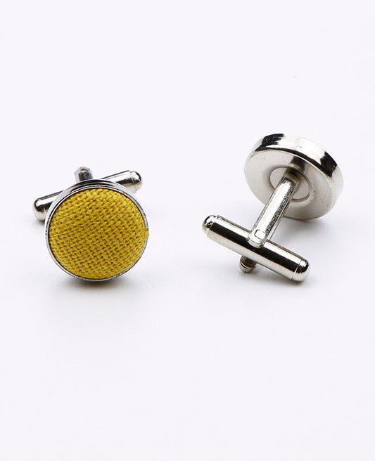 Boutons de Manchette Jaune n°1 en Lin | Basile - Unipap's