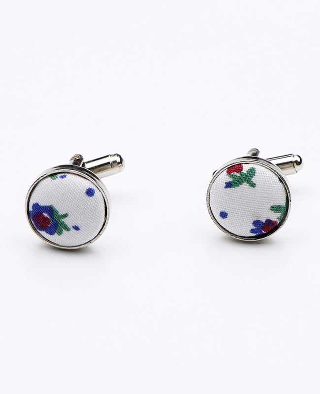 Boutons de Manchette Liberty Blanc n°1 en Coton | Gaspard - Unipap's