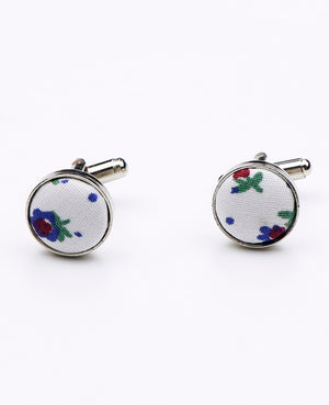 Boutons de Manchette Liberty Blanc n°1 en Coton | Gaspard - Unipap's