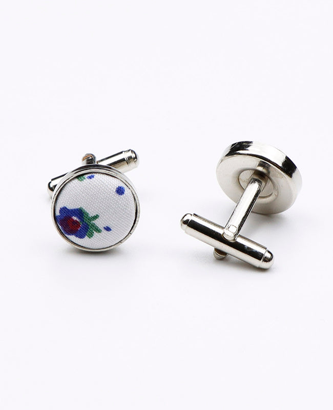 Boutons de Manchette Liberty Blanc n°1 en Coton | Gaspard - Unipap's