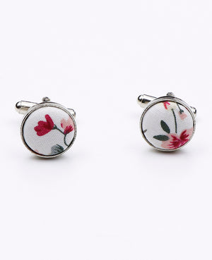 Boutons de Manchette Liberty Blanc n°2 en Coton | Charles - Unipap's