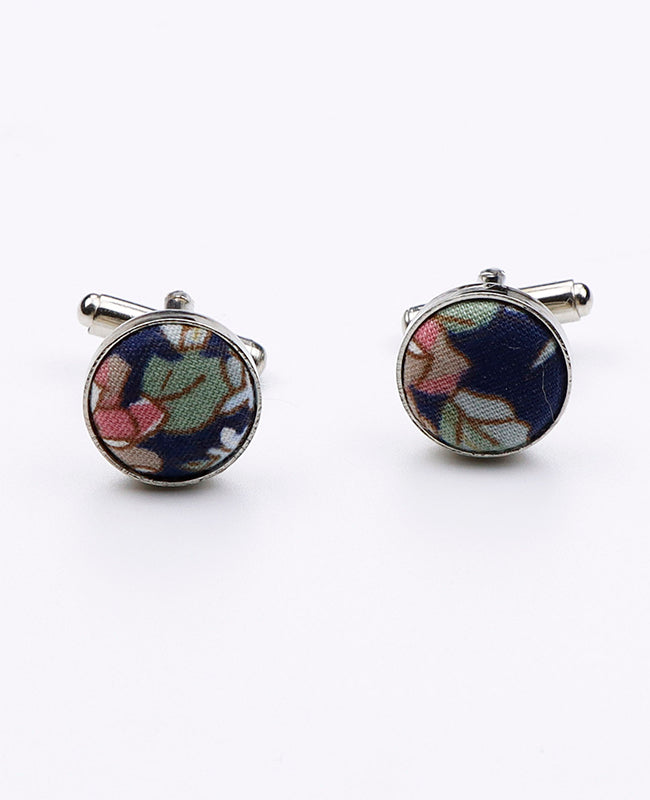 Boutons de Manchette Liberty Bleu n°3 en Coton | Charles - Unipap's