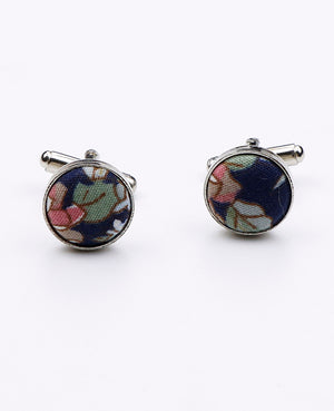 Boutons de Manchette Liberty Bleu n°3 en Coton | Charles - Unipap's
