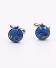 Boutons de Manchette Liberty Bleu n°3 en Coton «Gaspard»