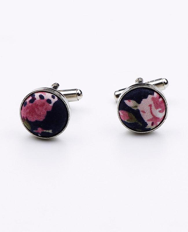 Boutons de Manchette Liberty Bleu n°4 en Coton | Charles - Unipap's