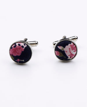 Boutons de Manchette Liberty Bleu n°4 en Coton | Charles - Unipap's