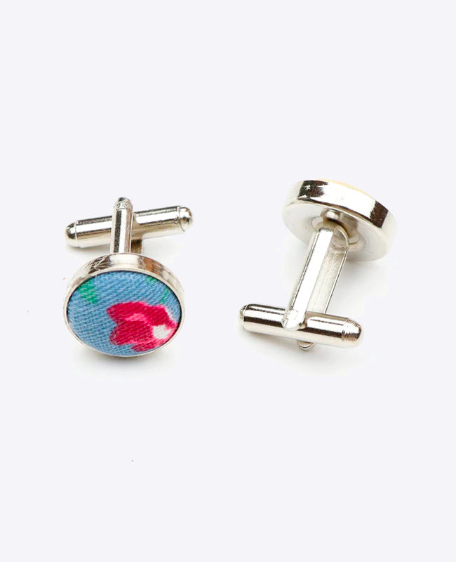 Boutons de Manchette Liberty Bleu n°4 en Coton | Gaspard - Unipap's