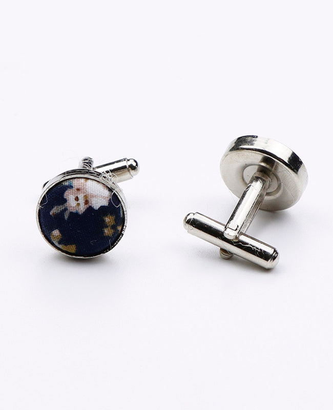 Boutons de Manchette Liberty Bleu n°5 en Coton | Charles - Unipap's