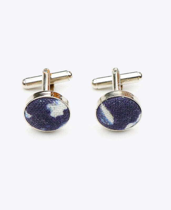 Boutons de Manchette Liberty Bleu n°6 en Coton | Charles - Unipap's