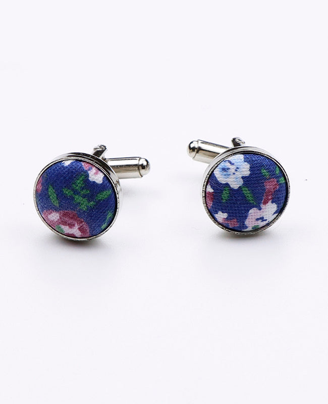 Boutons de Manchette Liberty Bleu n°7 en Coton | Gaspard - Unipap's