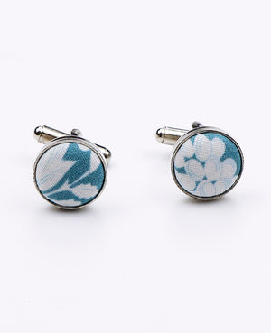 Boutons de Manchette Liberty Bleu n°9 en Coton | Gaspard - Unipap's