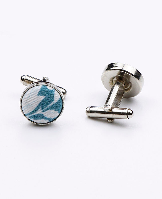 Boutons de Manchette Liberty Bleu n°9 en Coton | Gaspard - Unipap's