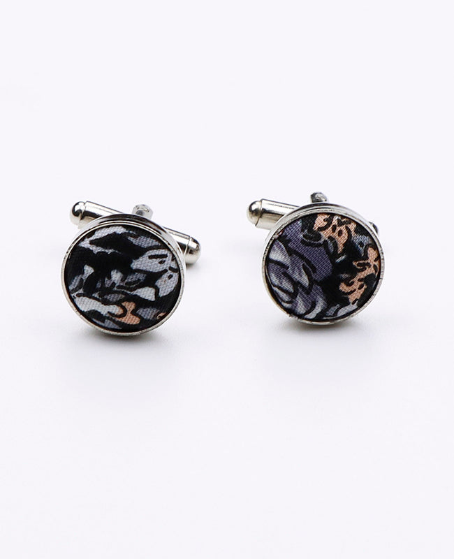 Boutons de Manchette Liberty Noir n°2 en Coton | Gaspard - Unipap's