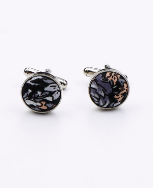 Boutons de Manchette Liberty Noir n°2 en Coton | Gaspard - Unipap's