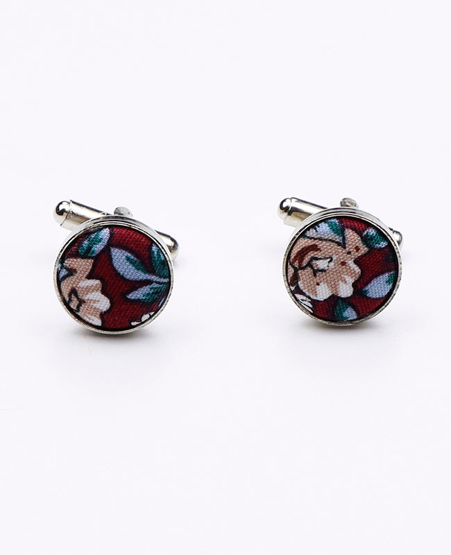 Boutons de Manchette Liberty Rouge en Coton | Charles - Unipap's