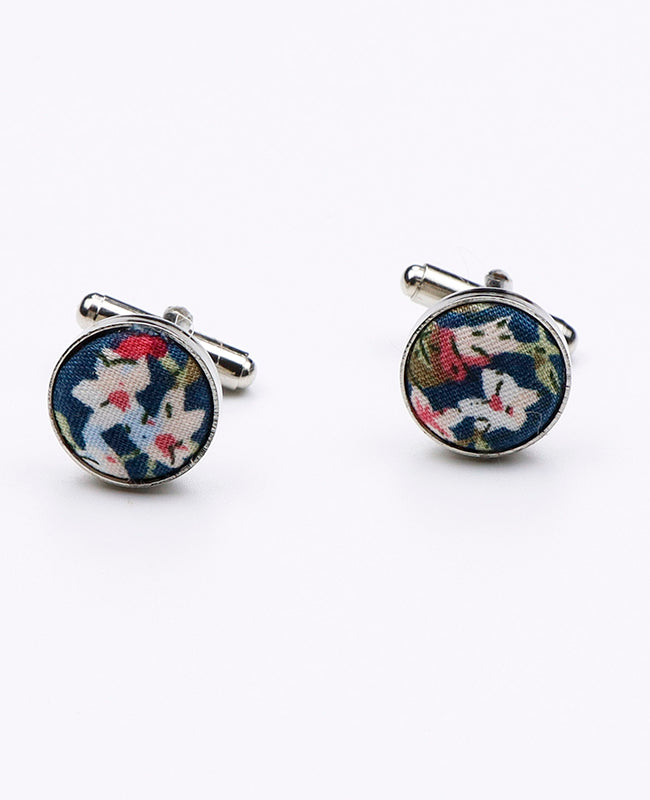 Boutons de Manchette Liberty Vert n°1 en Coton | Charles - Unipap's