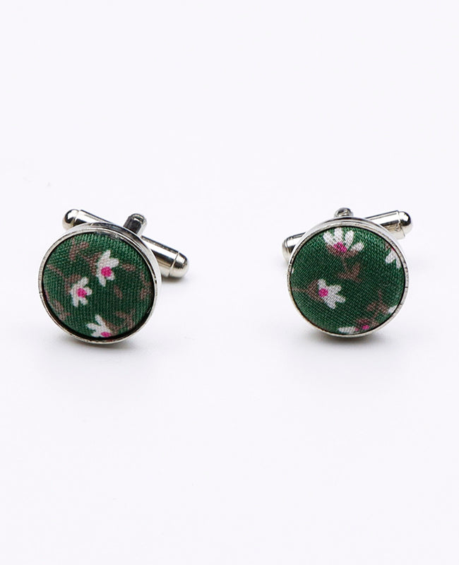 Boutons de Manchette Liberty Vert n°1 en Coton | Gaspard - Unipap's
