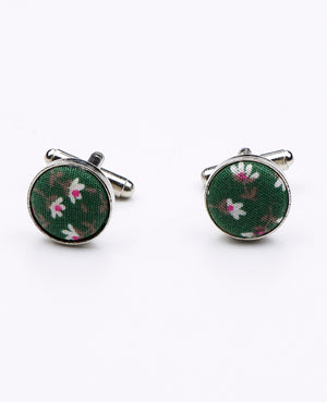 Boutons de Manchette Liberty Vert n°1 en Coton | Gaspard - Unipap's