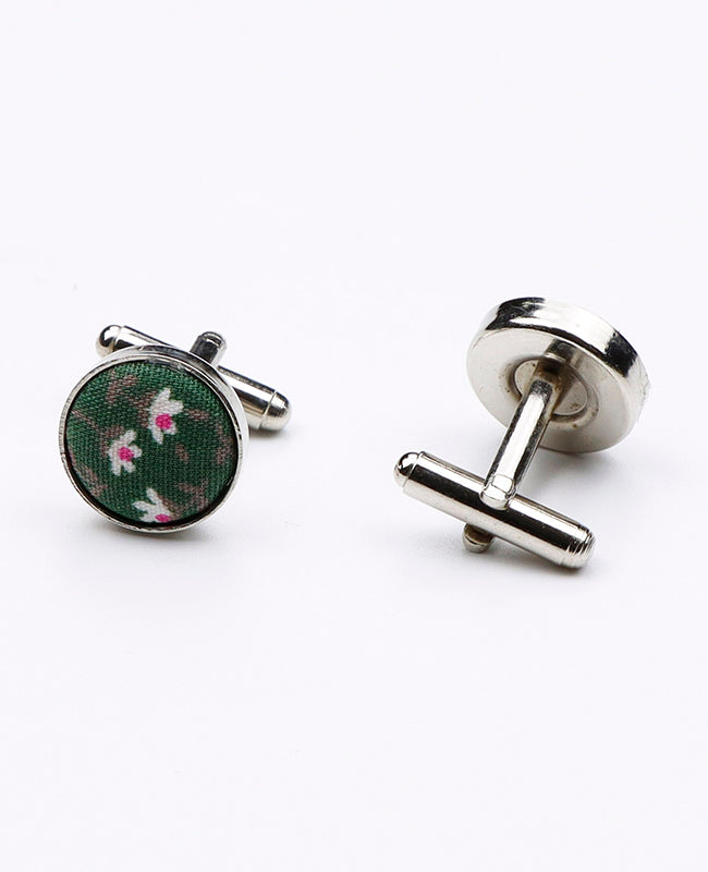 Boutons de Manchette Liberty Vert n°1 en Coton | Gaspard - Unipap's