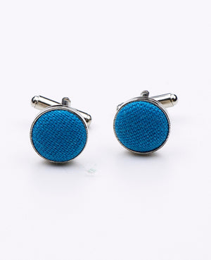 Boutons de Manchette Bleu n°3 en Lin | Basile - Unipap's