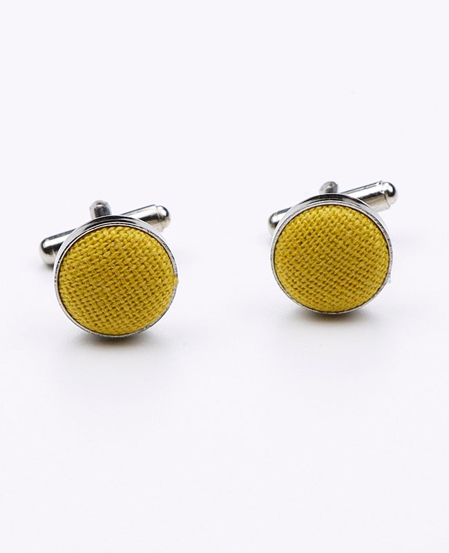 Boutons de Manchette Jaune n°1 en Lin | Basile - Unipap's