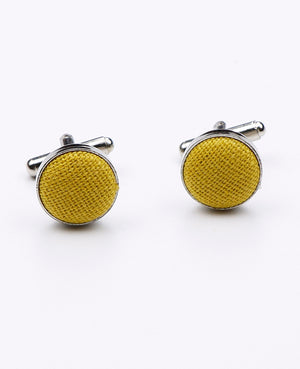 Boutons de Manchette Jaune n°1 en Lin | Basile - Unipap's
