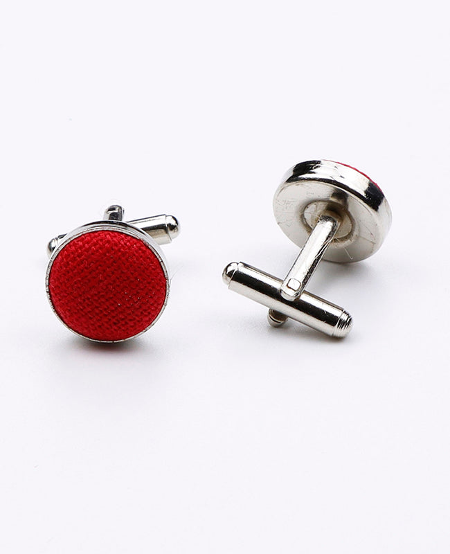 Boutons de Manchette Rouge n°3 en Lin | Basile - Unipap's