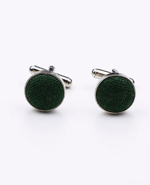 Boutons de Manchette Vert n°2 en Lin | Basile - Unipap's