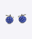 Boutons de Manchette Bleu n°5 à Pois en Polyester «Louis»