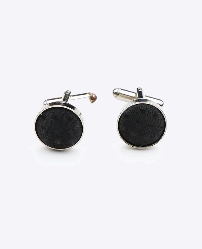 Boutons de Manchette Noir n°1 à Pois en Polyester «Louis»