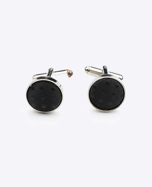 Boutons de Manchette Noir n°1 à Pois en Polyester «Louis»