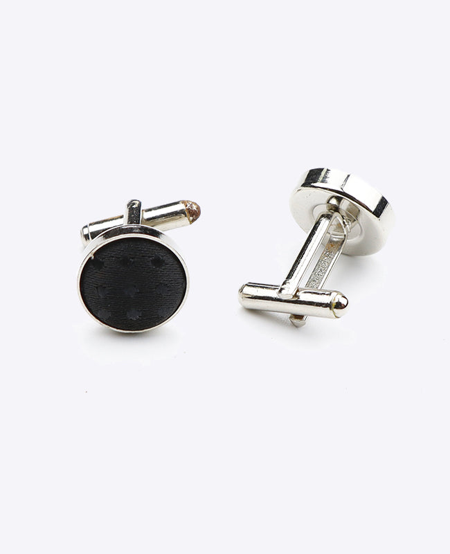 Boutons de Manchette Noir n°1 à Pois en Polyester «Louis»