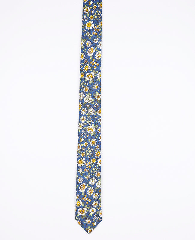 Cravate Liberty Bleu n°1 Homme en Coton «Gaspard»