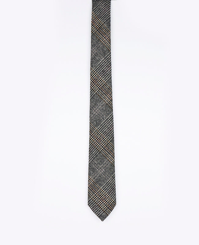 Cravate Tartan Gris n°7 Homme en Laine | Norbert - Unipap's