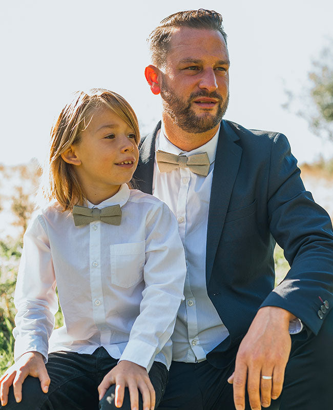Noeud Papillon Beige n°2 en Lin «Basile»