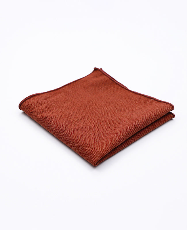 Noeud Papillon + Pochette de Costume Terracotta Homme en Coton «Edgard»