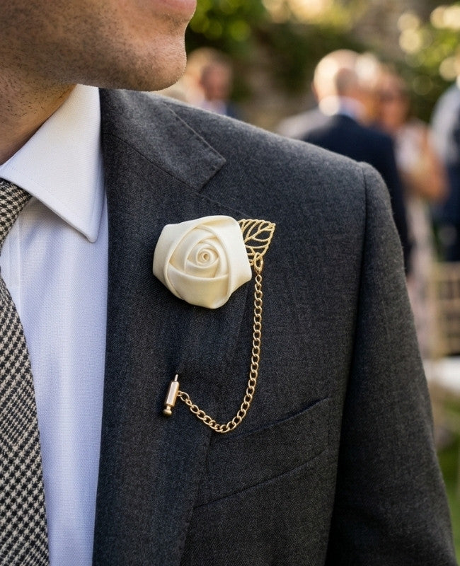 Boutonnière Fleur Beige Homme «Alfred»