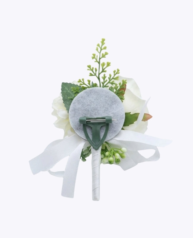 Boutonnière Fleur Blanc Homme «Valentin»