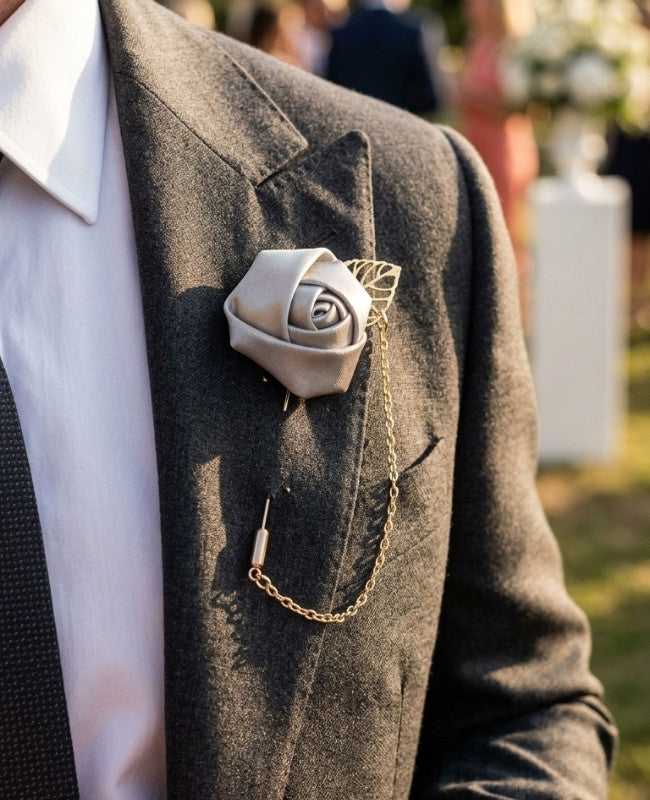 Boutonnière Fleur Gris Homme «Alfred»