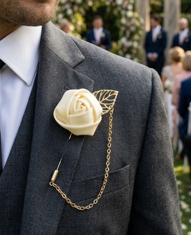 Boutonnière Fleur Jaune Homme «Alfred»