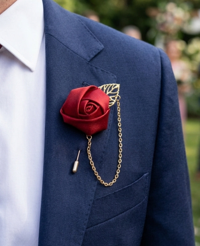 Boutonnière Fleur Rouge Homme «Alfred»