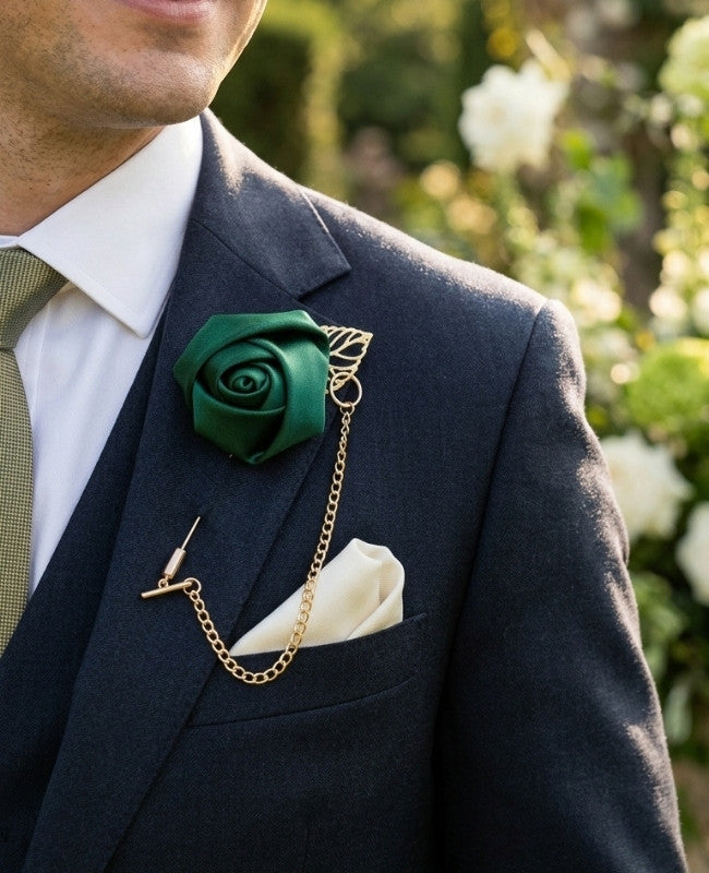 Boutonnière Fleur Vert Homme «Alfred»