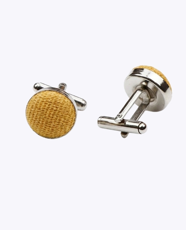 Boutons de Manchette Jaune n°1 en Effet Velours «Simon»