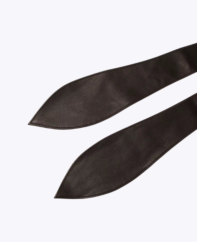 Ceinture de Robe à Nouer Femme Noir en Cuir "Mathilde"