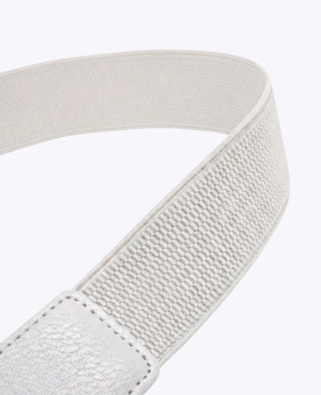 Ceinture de Robe Élastique Femme Blanc en Cuir "Louise"