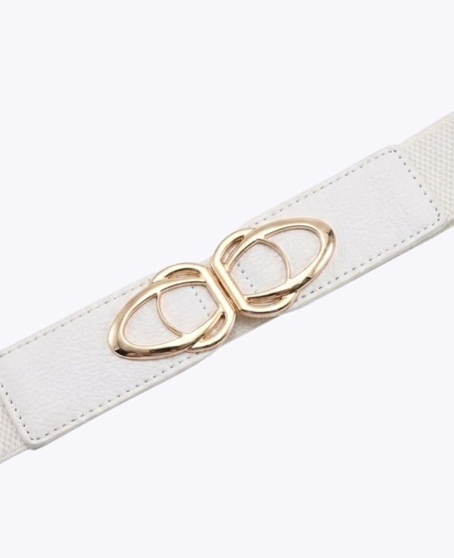 Ceinture de Robe Élastique Femme Blanc en Cuir "Louise"