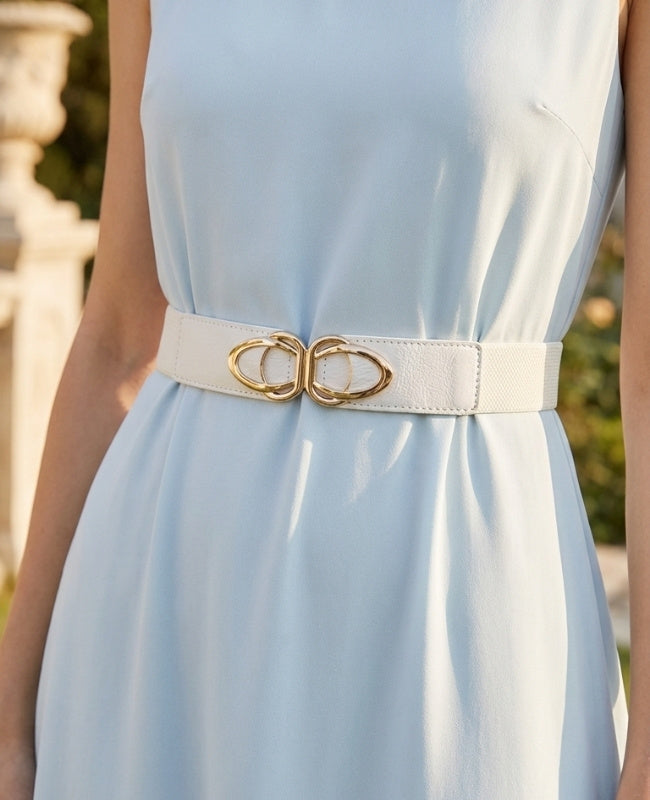 Ceinture de Robe Élastique Femme Blanc en Cuir "Louise"
