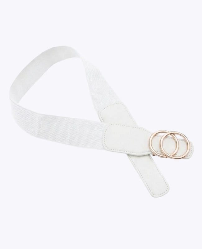 Ceinture de Robe Élastique Femme Blanc en Cuir "Madeleine"