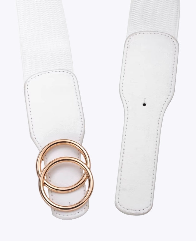 Ceinture de Robe Élastique Femme Blanc en Cuir "Madeleine"