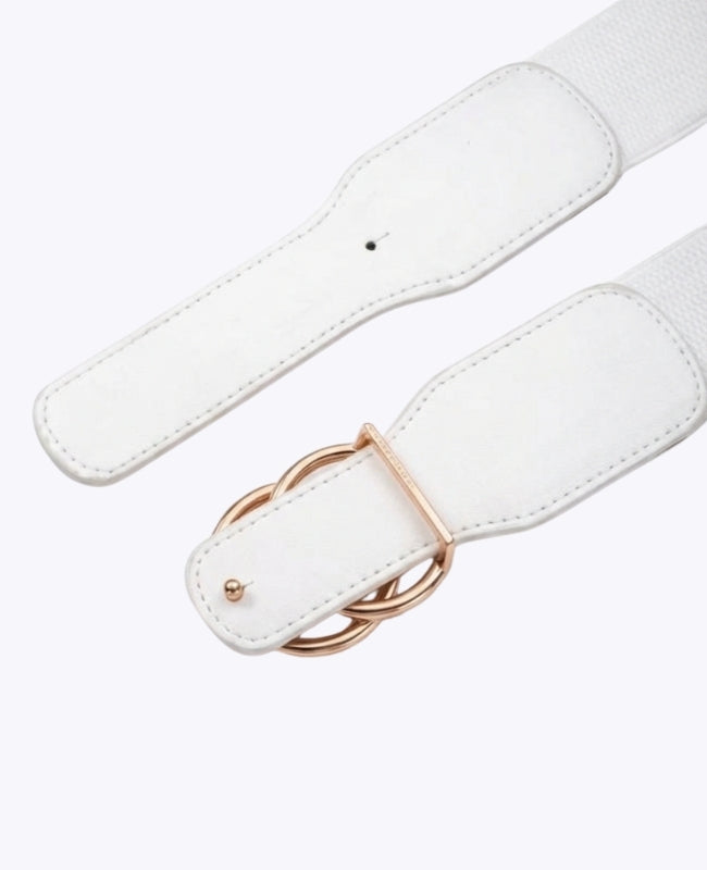 Ceinture de Robe Élastique Femme Blanc en Cuir "Madeleine"